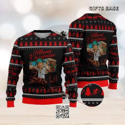 Shitters Full Ugly Christmas Sweater Pine Tree Pattern