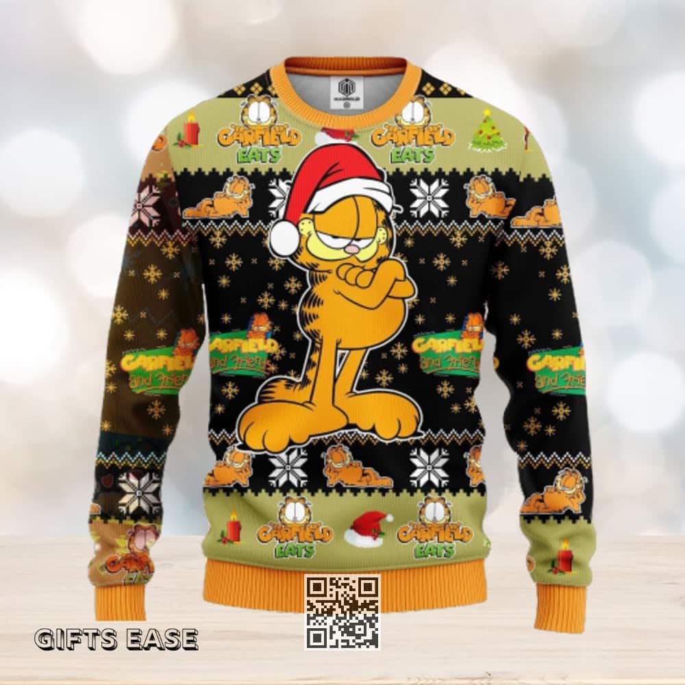 Garfield Ugly Christmas Sweater Snowflake Pattern Garfield Ugly Christmas Sweater Snowflake Pattern