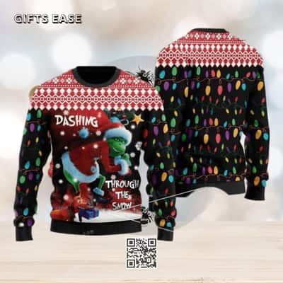Funny Grinch Dashing Through The Snow Ugly Christmas Sweater