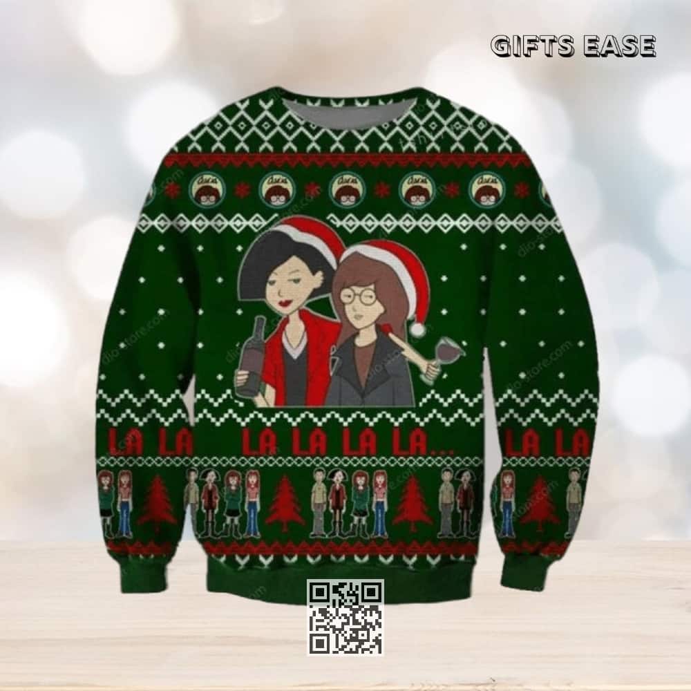 Green Daria La La La La Ugly Christmas Sweater Green Daria La La La La Ugly Christmas Sweater