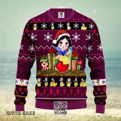 Purple Snow White Ugly Christmas Sweater