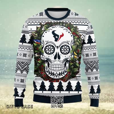 NFL Houston Texans Ugly Christmas Sweater Skull Flower