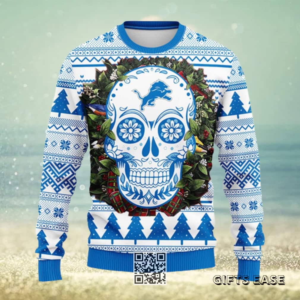 NFL Detroit Lions Ugly Christmas Sweater Skull Flower NFL Detroit Lions Ugly Christmas Sweater Skull Flower