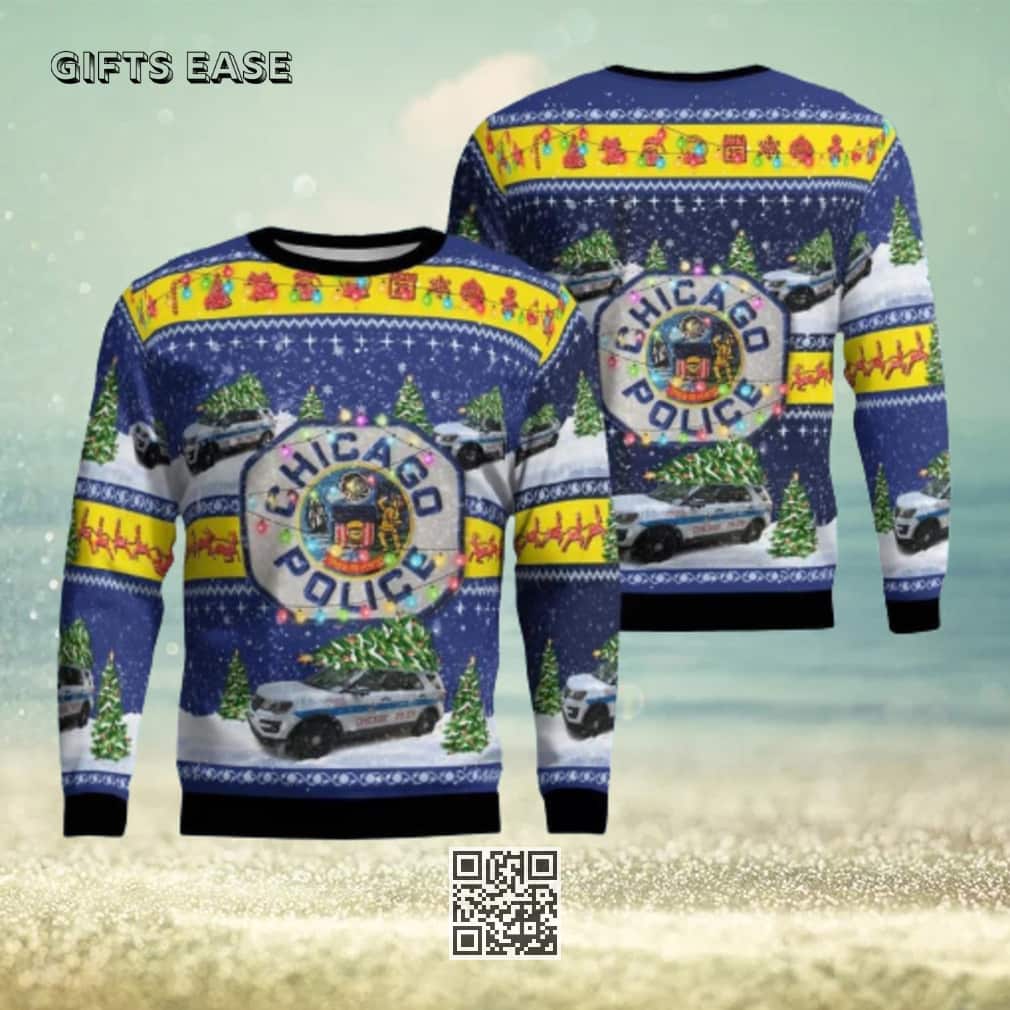 Chicago Police Ford Police Interceptor Utility Ugly Christmas Sweater Chicago Police Ford Police Interceptor Utility Ugly Christmas Sweater