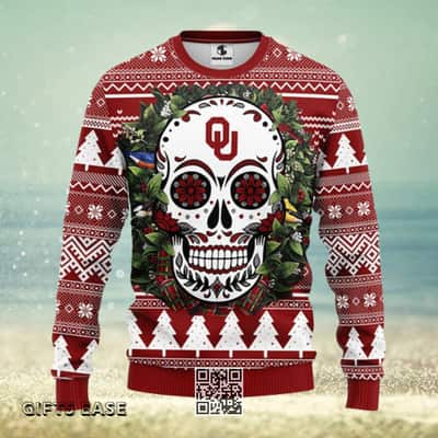 NCAA Oklahoma Sooners Ugly Christmas Sweater Skull Flower