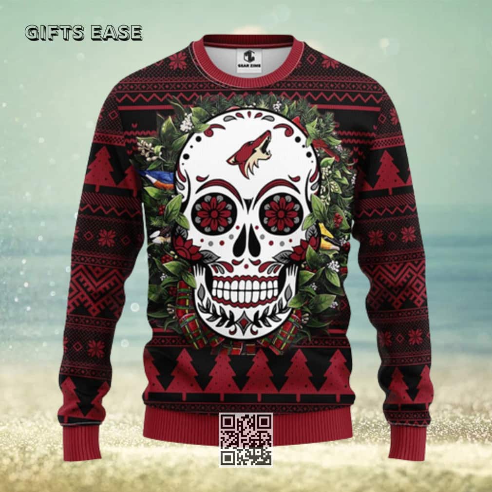 NHL Phoenix Coyotes Ugly Christmas Sweater Skull Flower