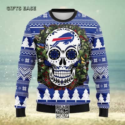 NFL Buffalo Bills Ugly Christmas Sweater Skull Flower