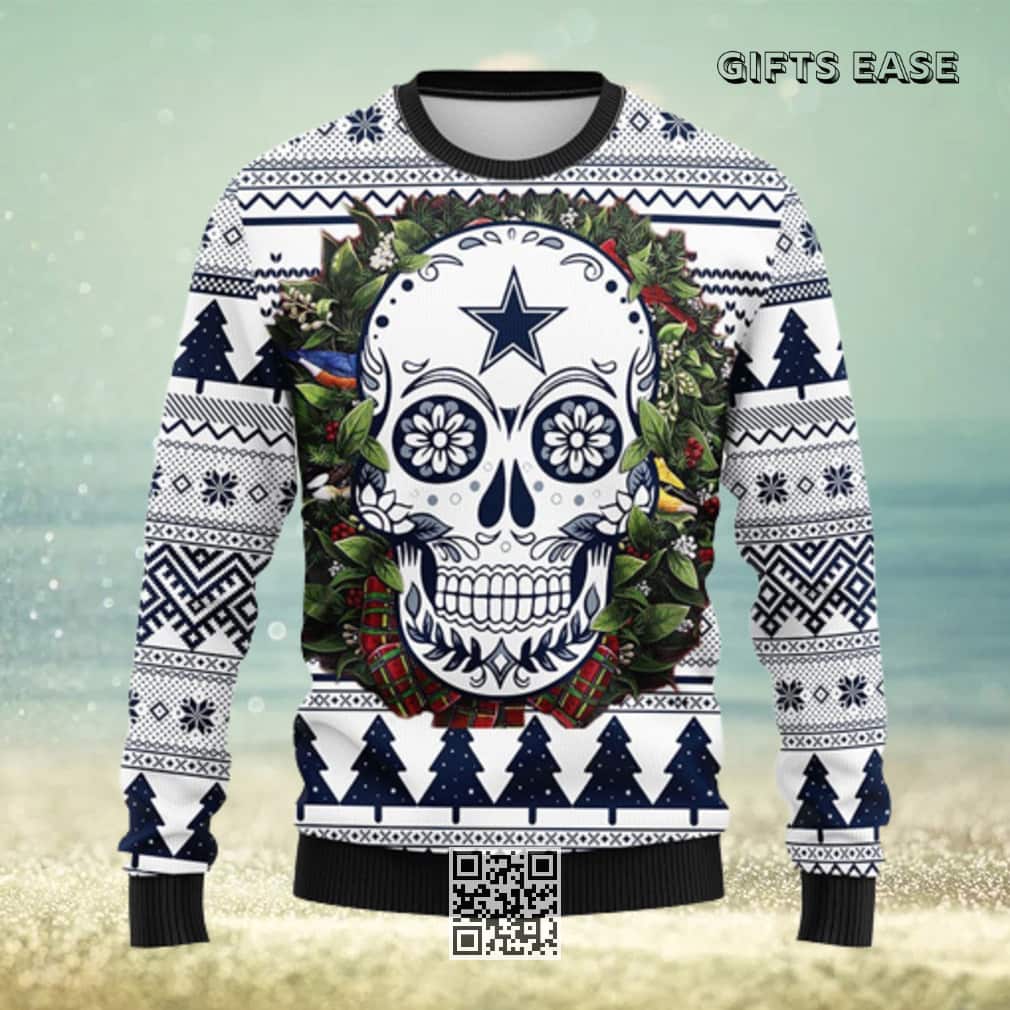 NFL Dallas Cowboys Ugly Christmas Sweater Skull Flower NFL Dallas Cowboys Ugly Christmas Sweater Skull Flower