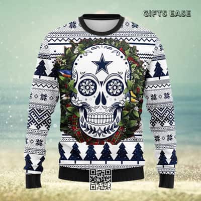 NFL Dallas Cowboys Ugly Christmas Sweater Skull Flower