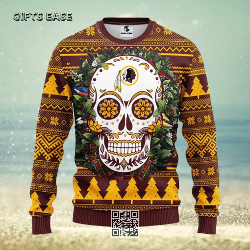NFL Washington Redskins Ugly Christmas Sweater Skull Flower NFL Washington Redskins Ugly Christmas Sweater Skull Flower