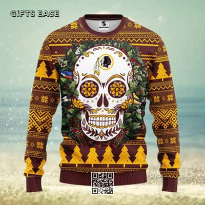 NFL Washington Redskins Ugly Christmas Sweater Skull Flower