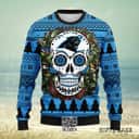NFL Carolina Panthers Ugly Christmas Sweater Skull Flower