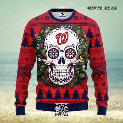 MLB Washington Nationals Ugly Christmas Sweater Skull Flower