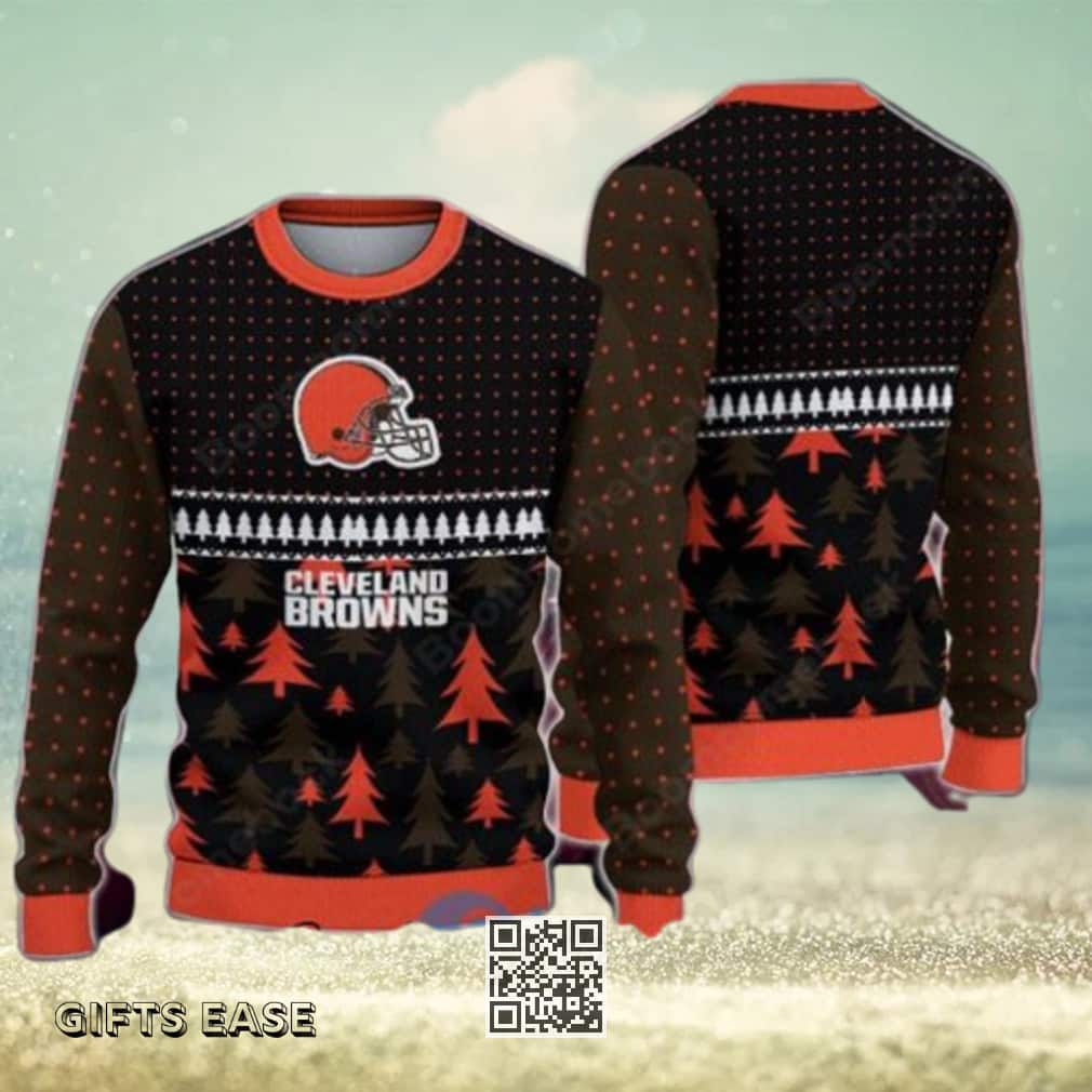 NFL Cleveland Browns Ugly Christmas Sweater Pine Trees NFL Cleveland Browns Ugly Christmas Sweater Pine Trees