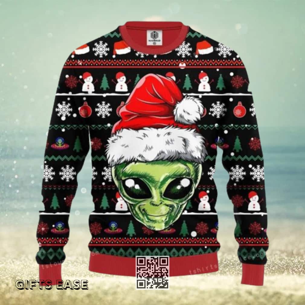 Alien Ugly Christmas Sweater Snowman Pine Tree Alien Ugly Christmas Sweater Snowman Pine Tree