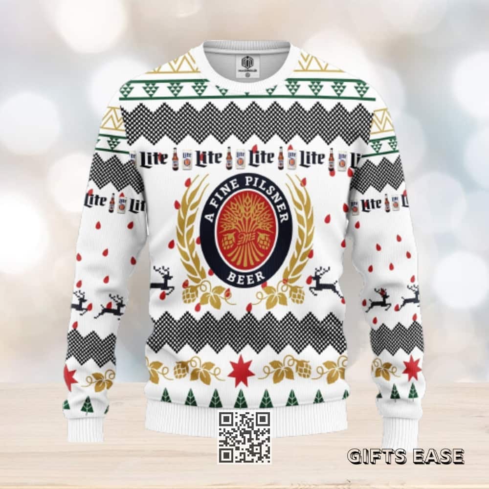 Miller Lite Ugly Christmas Sweater A Fine Pilsner Beer Miller Lite Ugly Christmas Sweater A Fine Pilsner Beer