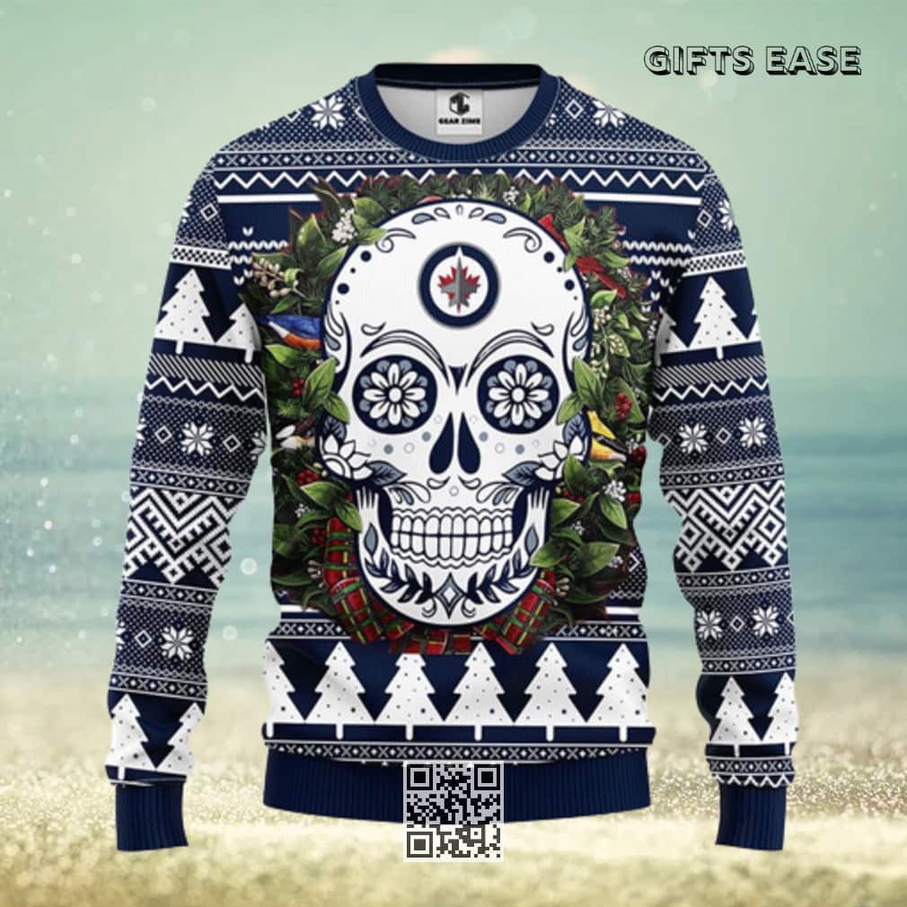 NHL Winnipeg Jets Ugly Christmas Sweater Skull Flower NHL Winnipeg Jets Ugly Christmas Sweater Skull Flower