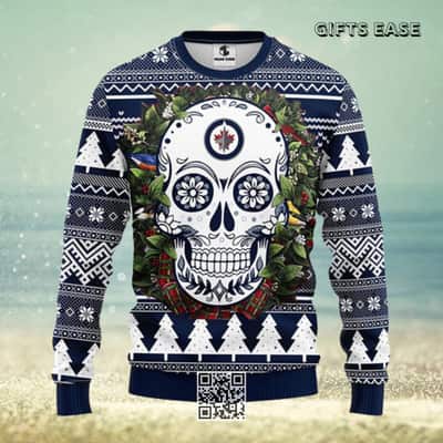 NHL Winnipeg Jets Ugly Christmas Sweater Skull Flower NHL Winnipeg Jets Ugly Christmas Sweater Skull Flower