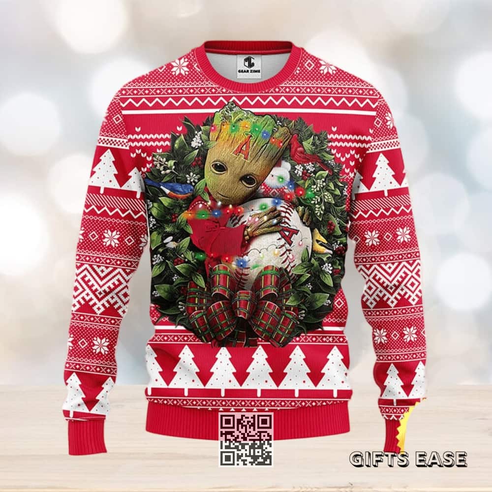 Groot Loves NFL Los Angeles Angels Ugly Christmas Sweater Groot Loves NFL Los Angeles Angels Ugly Christmas Sweater