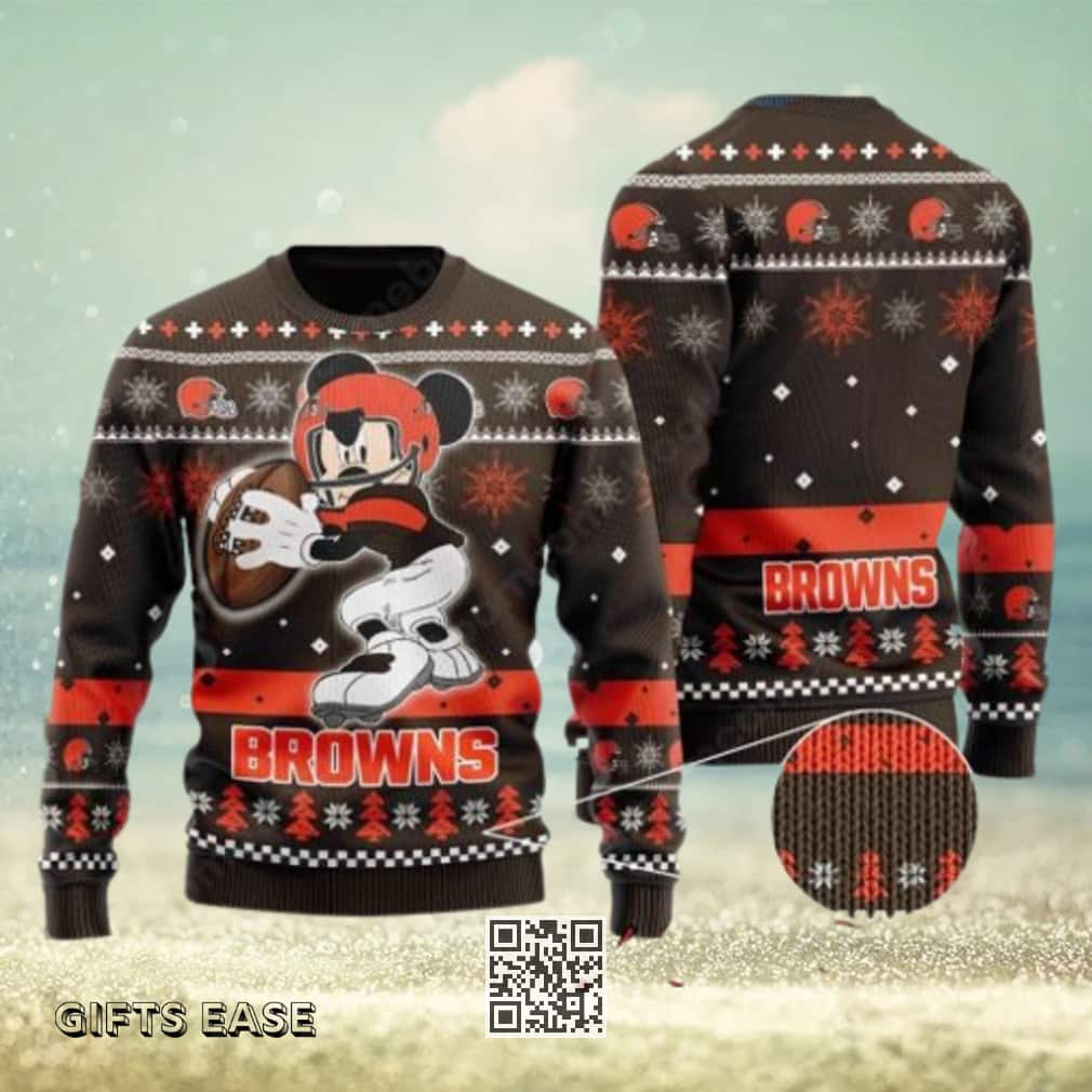 NFL Cleveland Browns Ugly Christmas Sweater Mickey Mouse Disney NFL Cleveland Browns Ugly Christmas Sweater Mickey Mouse Disney