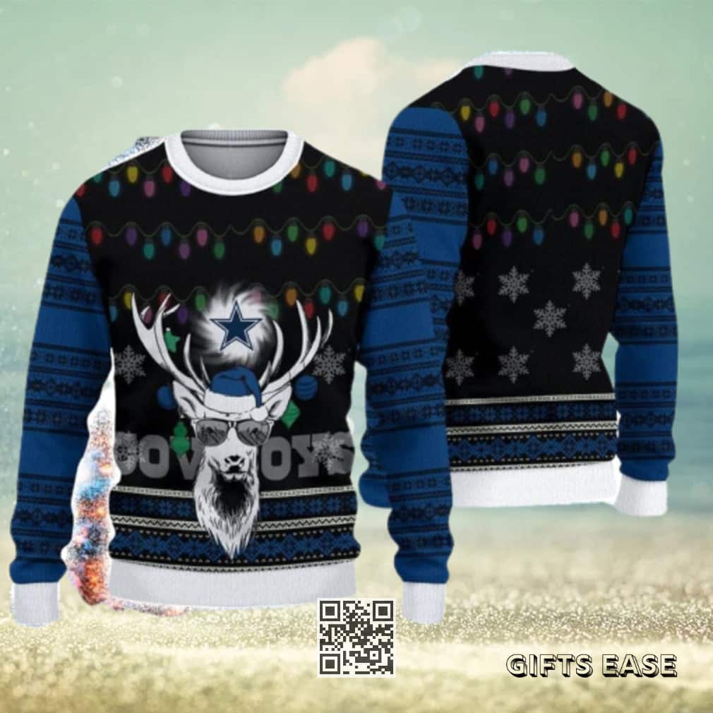 Funny NFL Dallas Cowboys Ugly Christmas Sweater Reindeer Funny NFL Dallas Cowboys Ugly Christmas Sweater Reindeer