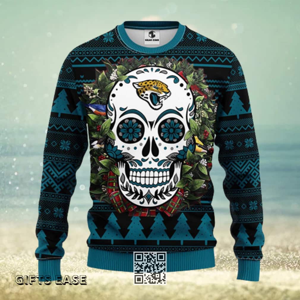 NFL Jacksonville Jaguars Ugly Christmas Sweater Skull Flower NFL Jacksonville Jaguars Ugly Christmas Sweater Skull Flower