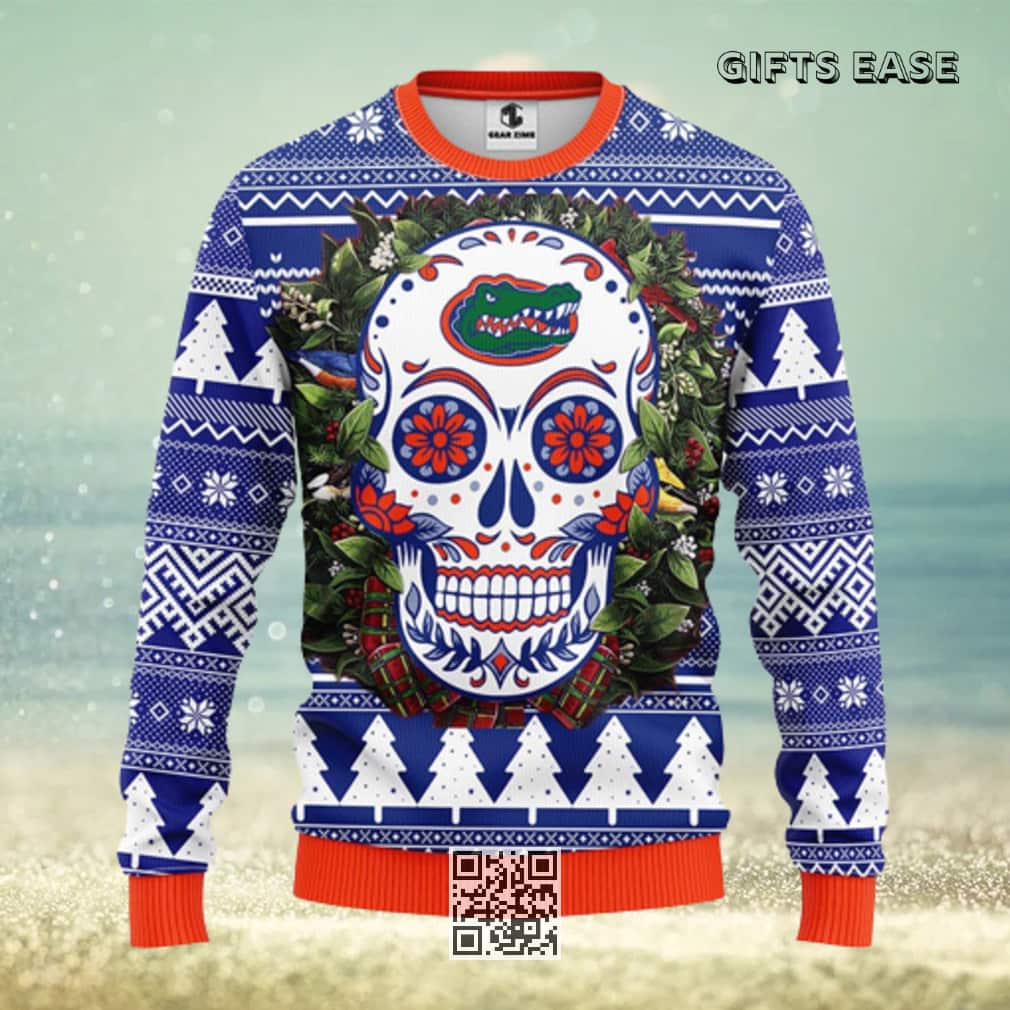 Florida Gators Ugly Christmas Sweater Skull Flower Florida Gators Ugly Christmas Sweater Skull Flower