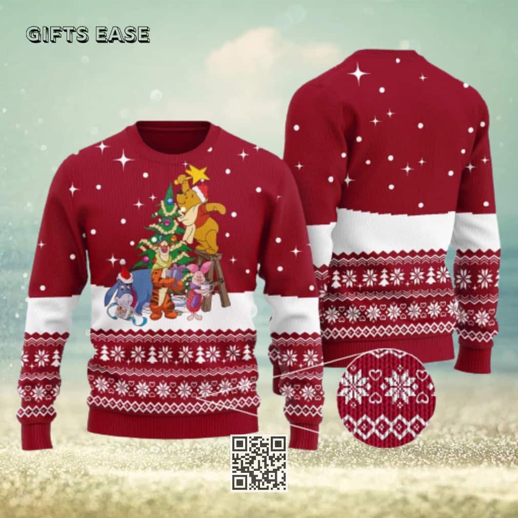 Red Winnie The Pooh Ugly Christmas Sweater Red Winnie The Pooh Ugly Christmas Sweater