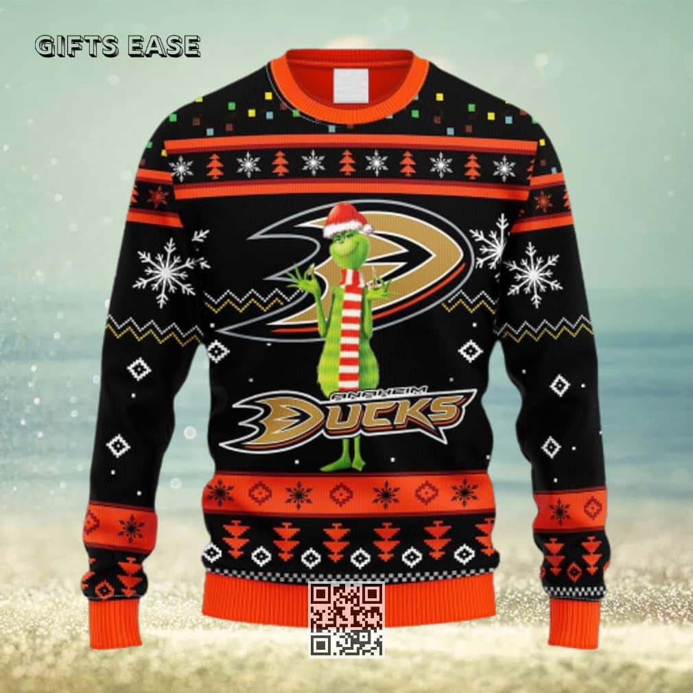 Funny Grinch NHL Anaheim Ducks Ugly Christmas Sweater Winter Gift