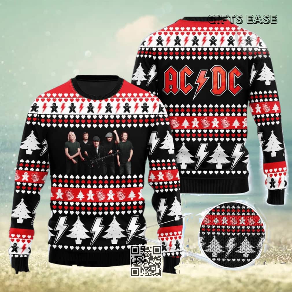 ACDC Ugly Christmas Sweater Snowman Pine Tree