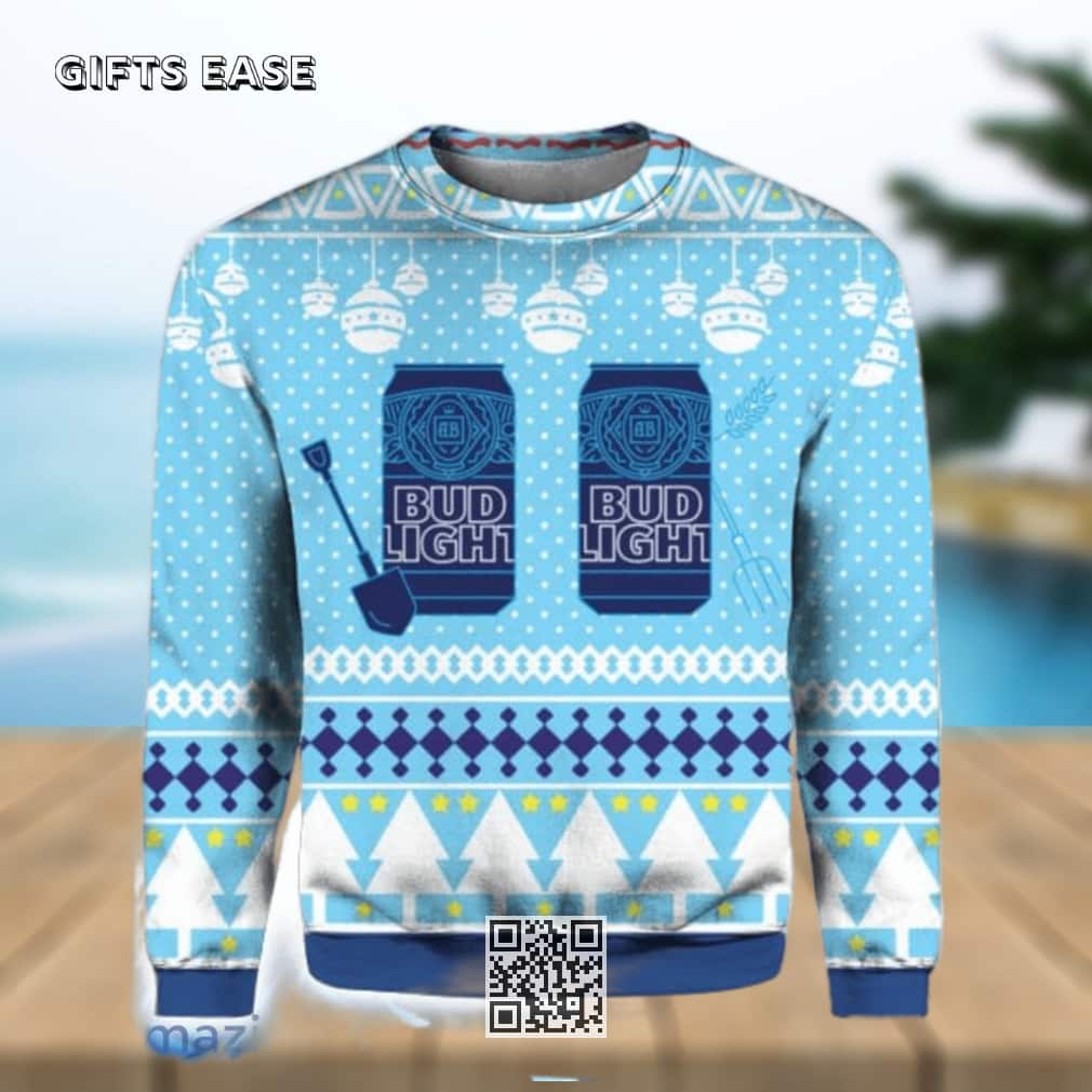 Blue Bud Light Beer Ugly Christmas Sweater Blue Bud Light Beer Ugly Christmas Sweater