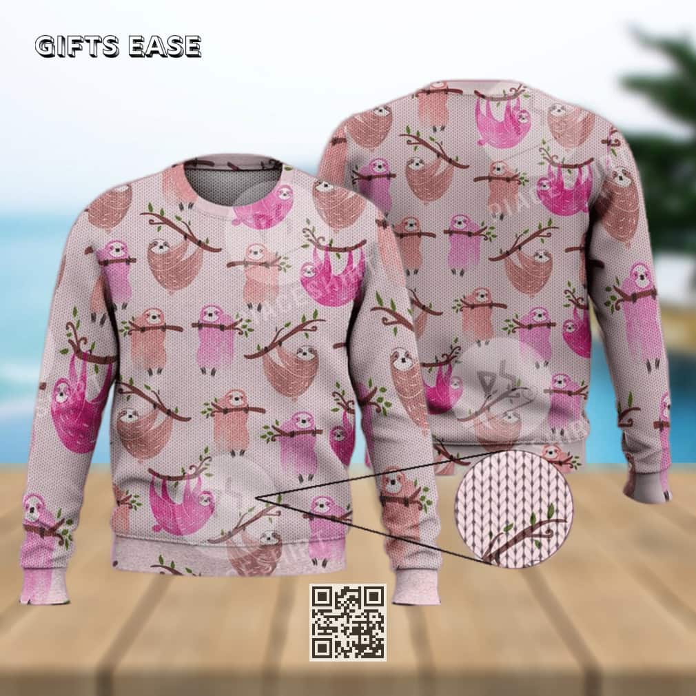 Cute Pink Sloth Ugly Christmas Sweater Cute Pink Sloth Ugly Christmas Sweater