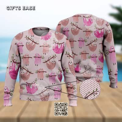 Cute Pink Sloth Ugly Christmas Sweater