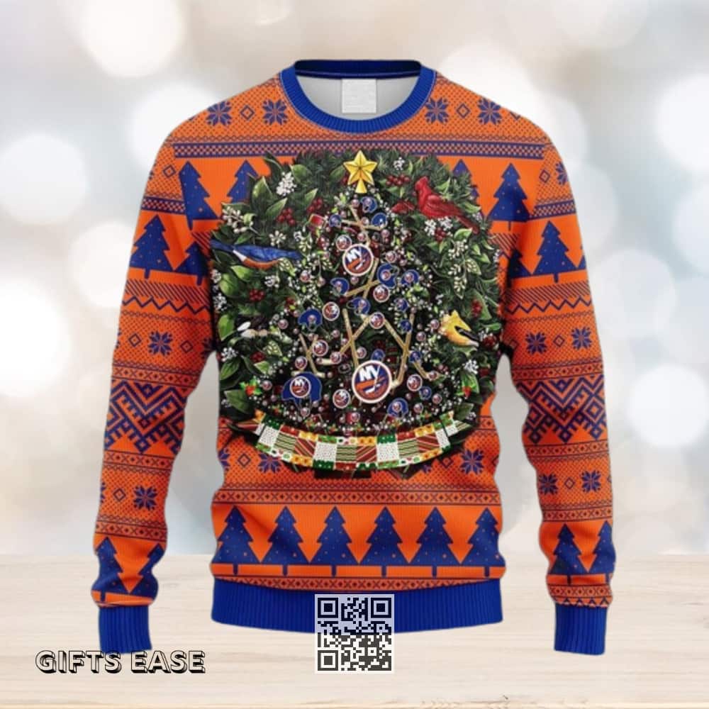 NHL New York Islanders Ugly Christmas Sweater Tree Ball