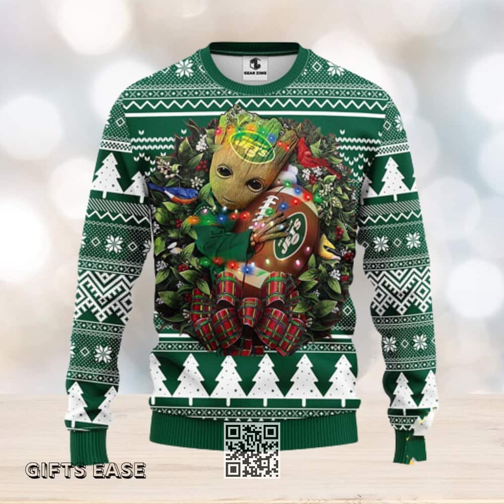 Groot Loves NFL New York Jets Ugly Christmas Sweater Groot Loves NFL New York Jets Ugly Christmas Sweater