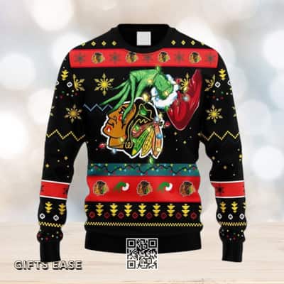 Grinch NHL Chicago Blackhawks Ugly Christmas Sweater Grinch NHL Chicago Blackhawks Ugly Christmas Sweater