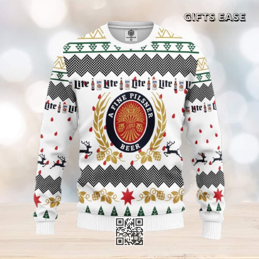 Miller Lite Beer Ugly Christmas Sweater Miller Lite Beer Ugly Christmas Sweater