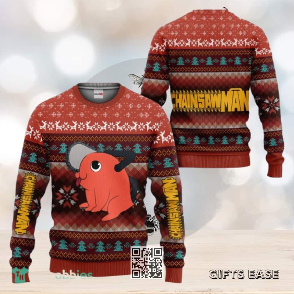 Pochita Ugly Christmas Sweater Chainsaw Man Pochita Ugly Christmas Sweater Chainsaw Man