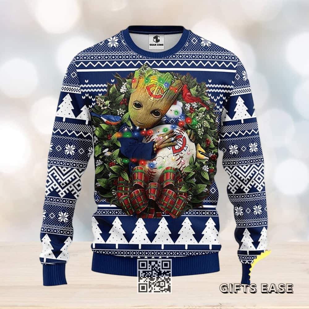Groot Loves NFL Minnesota Twins Ugly Christmas Sweater Groot Loves NFL Minnesota Twins Ugly Christmas Sweater