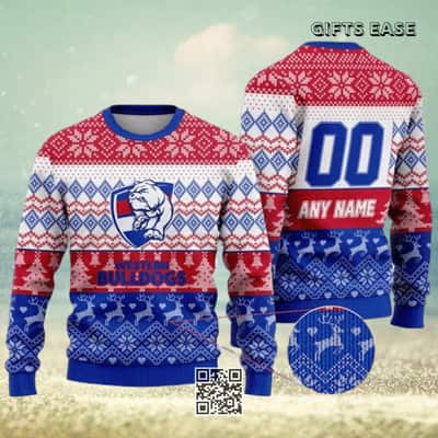 AFL Western Bulldogs Ugly Christmas Sweater Custom Name Number