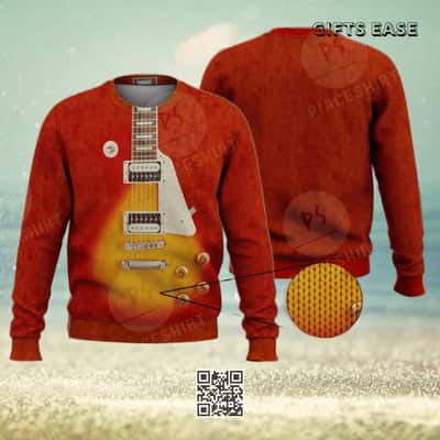 Red Electric Guitar Ugly Christmas Sweater