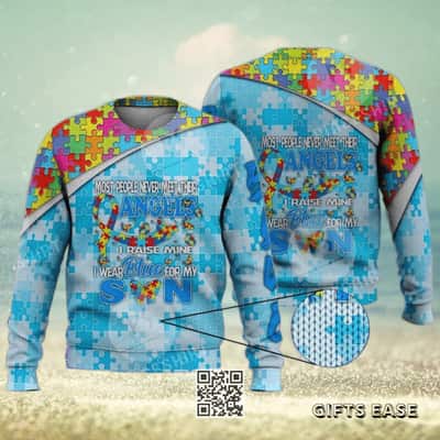 I Wear Blue For My Son Autism Ugly Christmas Sweater