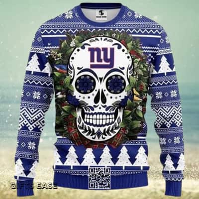 NFL New York Giants Ugly Christmas Sweater Skull Flower