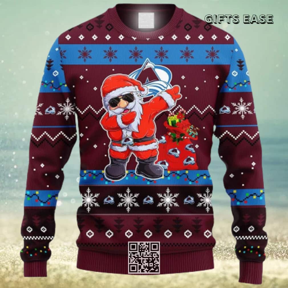 NHL Colorado Avalanche Ugly Christmas Sweater Dabbing Santa Claus