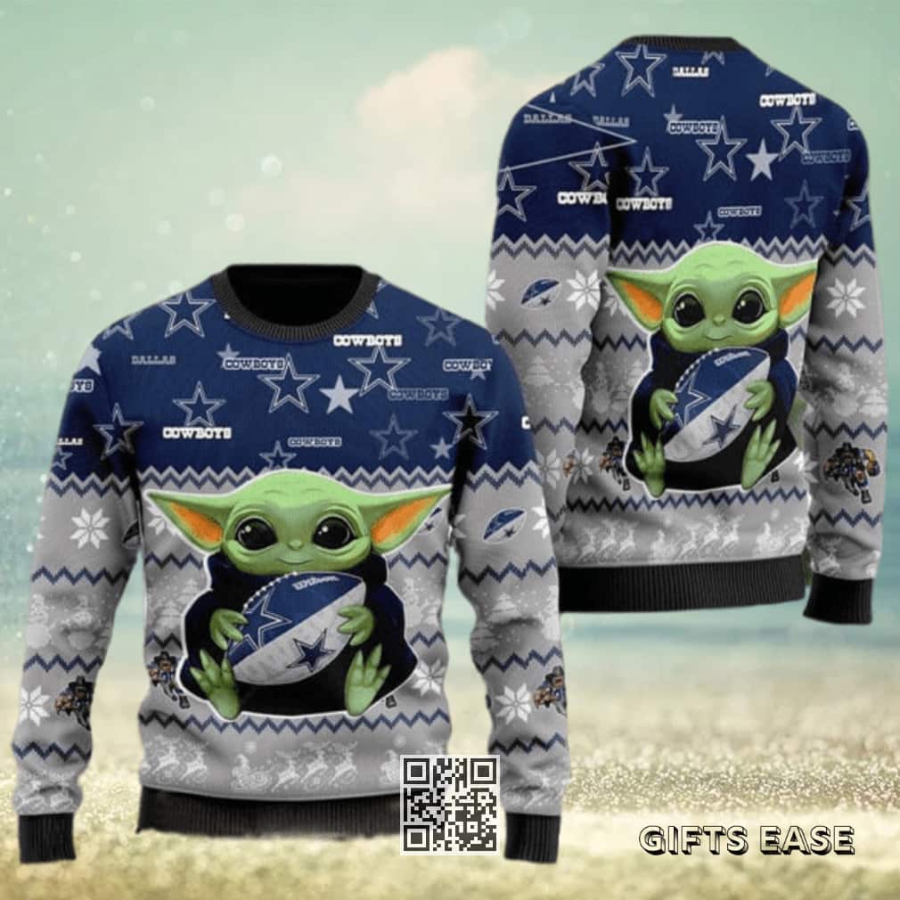 Baby Yoda NFL Dallas Cowboys Ugly Christmas Sweater Baby Yoda NFL Dallas Cowboys Ugly Christmas Sweater