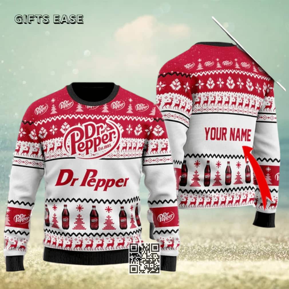 Dr Pepper Beer Ugly Christmas Sweater Custom Name