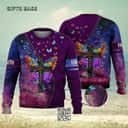 Purple Faith Cross Ugly Christmas Sweater Floral Butterfly Purple Faith Cross Ugly Christmas Sweater Floral Butterfly