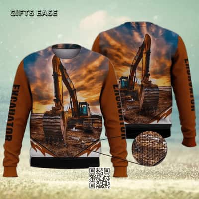 Cool Excavator Ugly Christmas Sweater Winter Gift