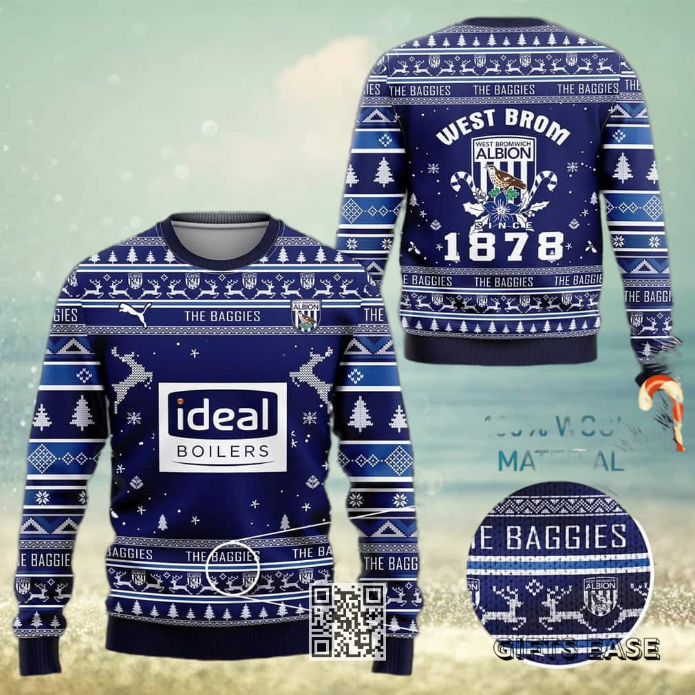 Navy Blue West Bromwich Albion F.C. Ugly Christmas Sweater Navy Blue West Bromwich Albion F.C. Ugly Christmas Sweater