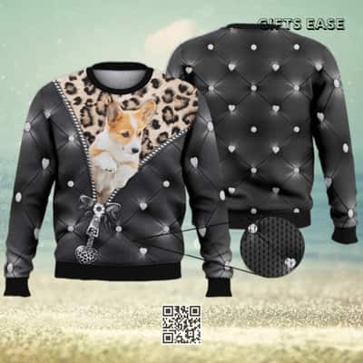 Black Corgi Ugly Christmas Sweater